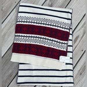 Winter scarf Lands End Navy, White, and Red Reversible NWT